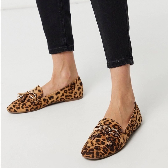 London Rebel Shoes - London Rebel Animal Print Chain Detail Loafer Size 9
